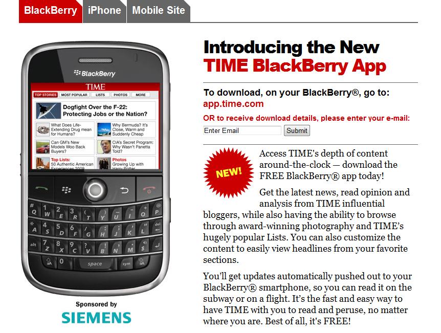 Time Magazine offers new app for BlackBerry devices