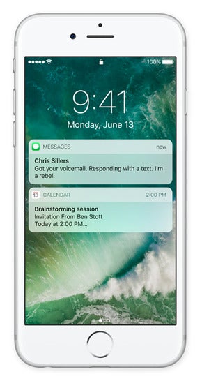 The redesigned iOS 10 lock screen showing notifications at a glance - iOS 10 is the biggest iOS update ever: greatly improved user experience coming to iPhones and iPads