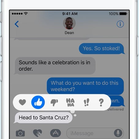 The six quick reaction tags - iOS 10's Messages app will be a huge update, gets its own app store