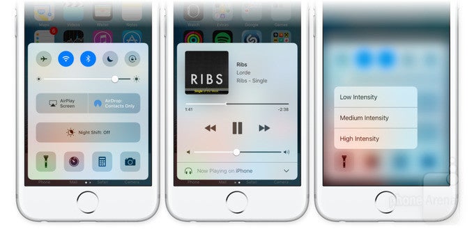 The iOS 10 Control Center adds a dedicated panel for music. 3D Touch is also there - iOS 10 Preview: fun meets functionality in the biggest iOS update ever
