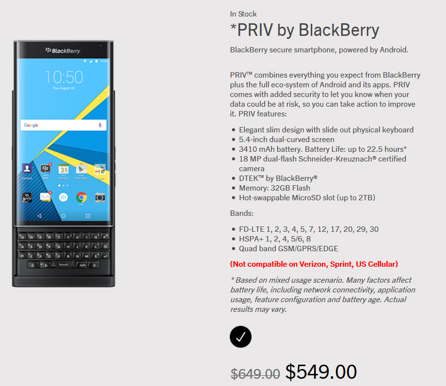 The unlocked BlackBerry Priv is $549 from BlackBerry through Monday, June 20th - Father&#039;s Day promotion takes $100 off the price of an unlocked BlackBerry Priv