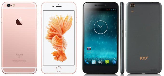 Apple iPhone 6 on the left vs Baili 100C on the right - China to halt sales of the iPhone 6/6 Plus, says Apple infringed on this phone