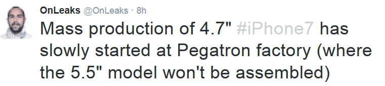 Tipster OnLeaks says mass production of the iPhone 7 has begun - Mass production of Apple iPhone 7 underway at Pegatron?