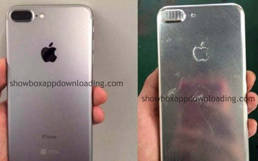 New image on right allegedly shows a final version of the iPhone 7 Plus covered in protective film; at left is an earlier leaked picture of the device - New image 'confirms' dual camera setup for the Apple iPhone 7 Plus