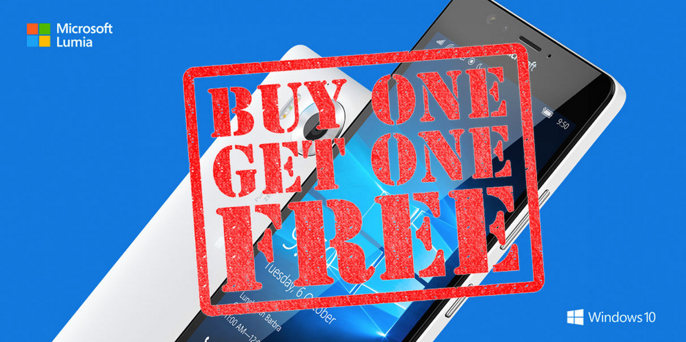 Buy a Lumia 950 XL and get a free Lumia 950 through June 27th - Buy a Microsoft Lumia 950 XL and get a free Lumia 950; deal available in U.S. and Canada