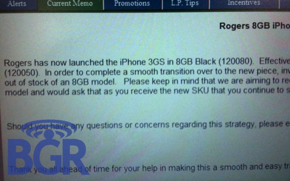 8GB iPhone 3GS coming to Rogers?