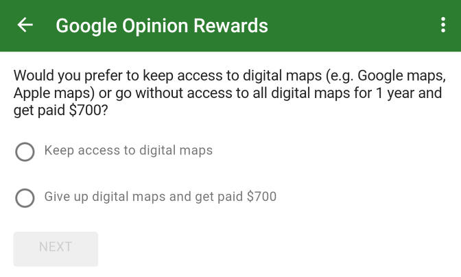 Would you give up using digital maps for a year for $700?