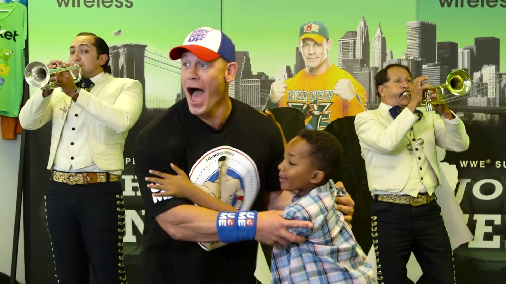 Watch Cricket Wireless customers lose it when "unexpected" John Cena busts through the wall