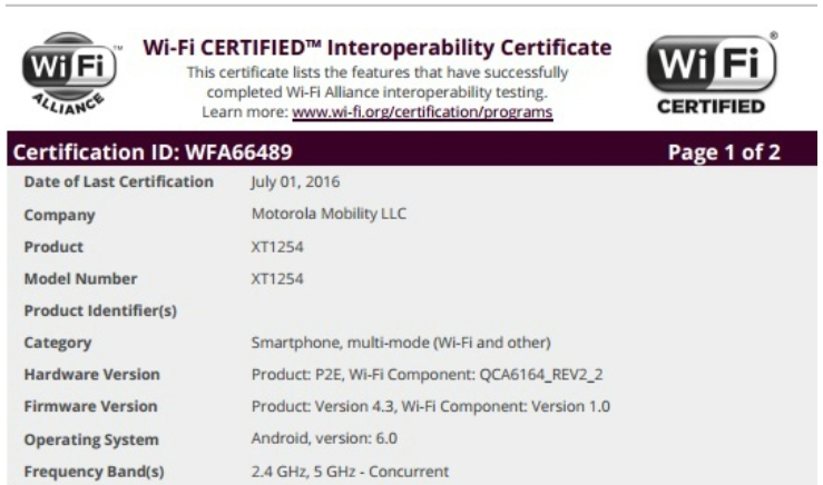 Wi-Fi Certification for the Motorola DROID Turbo shows that the Android 6.0 update for the phone is on the way - Motorola DROID Turbo about to receive Android 6.0?