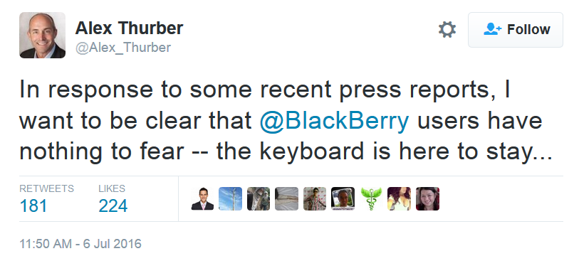 BlackBerry executive says that the physical QWERTY is not going away - BlackBerry executive says that physical keyboards are not going away