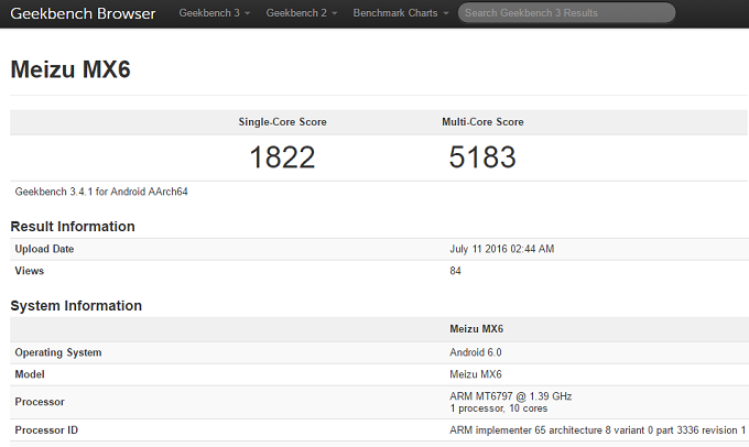 Major Meizu MX6 specs seemingly confirmed by leaked Geekbench result