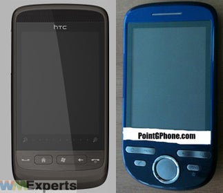 Mega (L), Click (R)-Images courtesy of WMExperts and PointGPhone - Two mid range handsets from HTC, the Mega and the Click, for quarter 4
