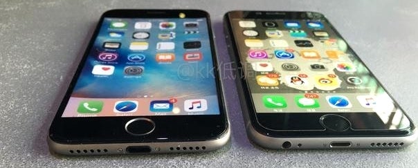 The alleged iPhone 7 is to the left, no 3.5-mm jack and all - Apple iPhone 7 dummy surfaces in China, showing thinner body and absent 3.5mm jack
