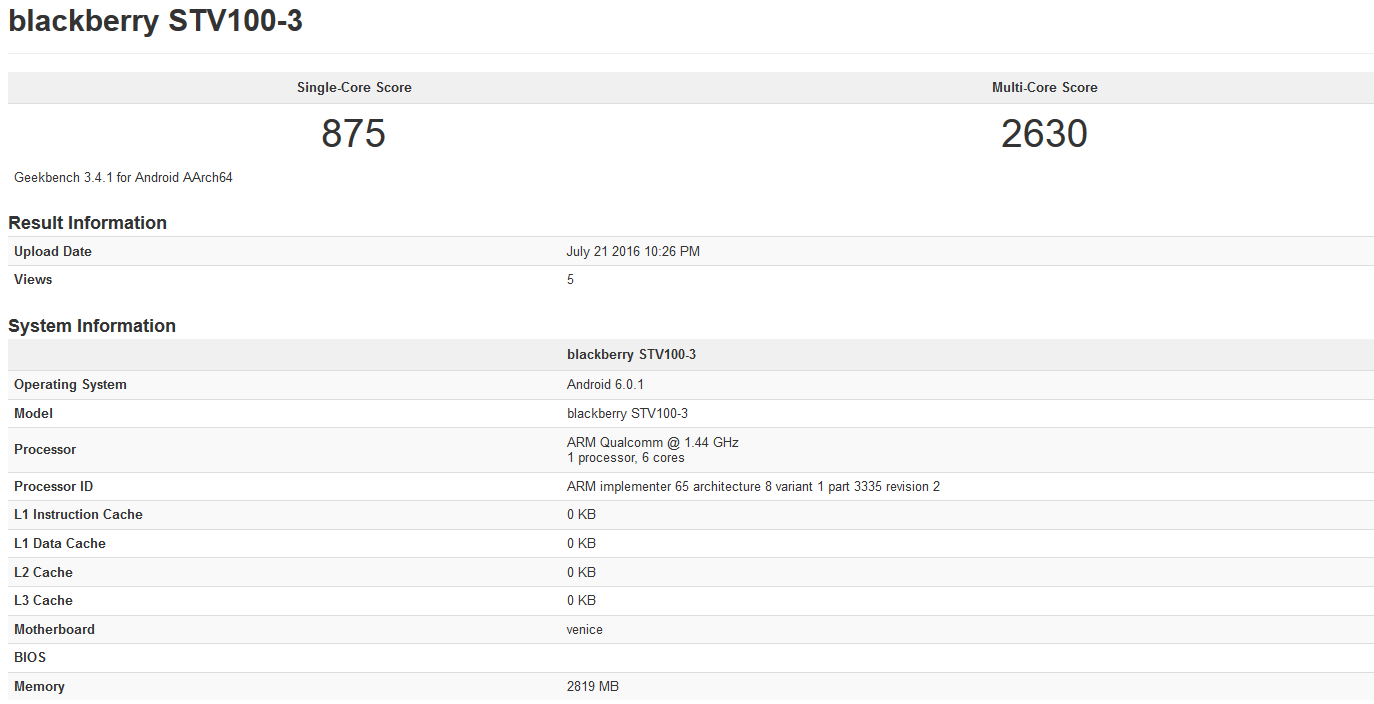 BlackBerry Rome is benchmarked by Geekbench - BlackBerry Rome is benchmarked by Geekbench?