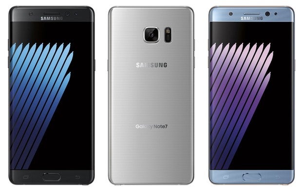 First leaked images have &#039;Galaxy Note7&#039; rendered on the back, the new ones have just &#039;Samsung&#039;  - Check out all sides of the Note 7 in blue, silver and gold, with color-coordinated S Pen to match