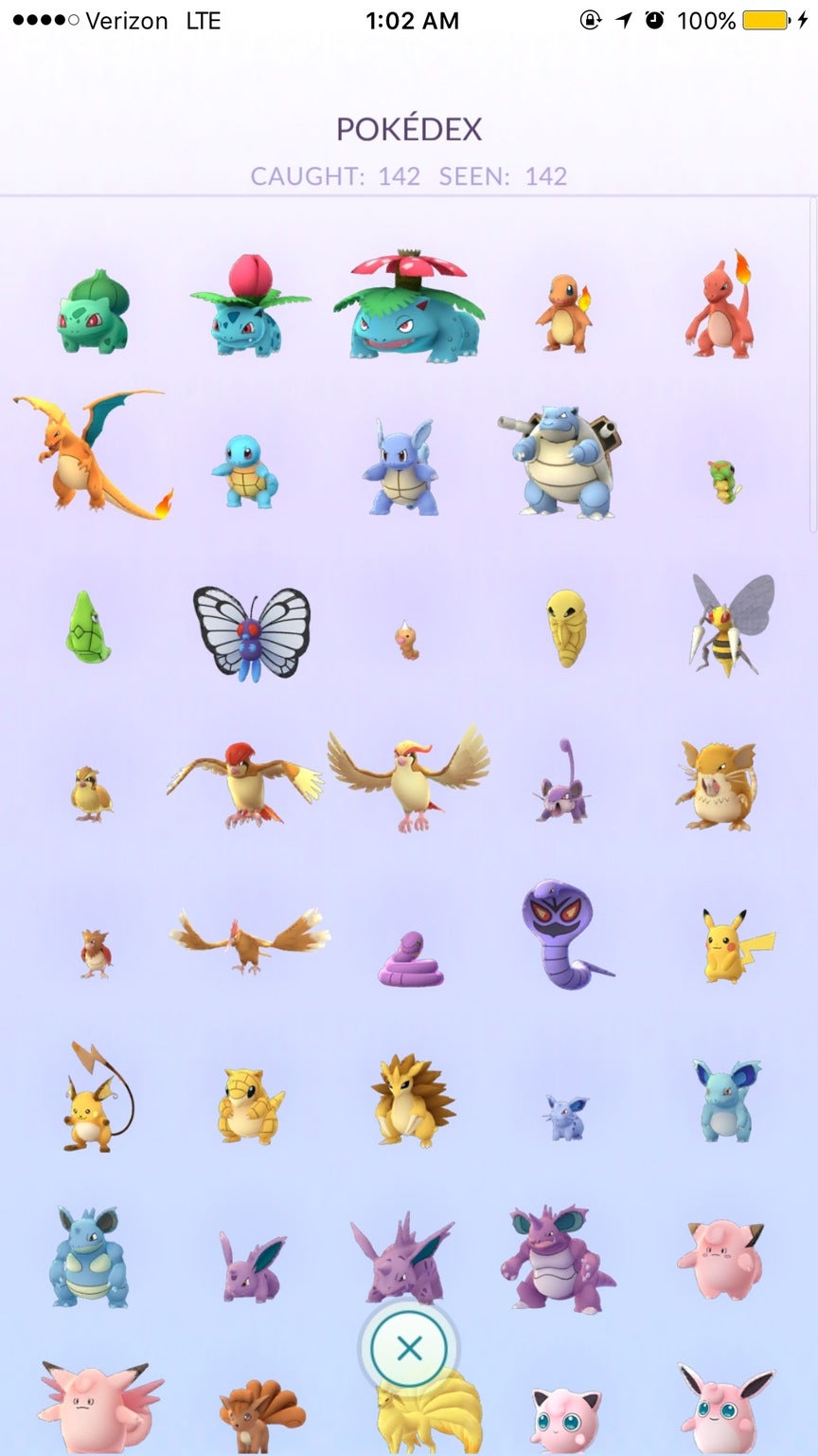 This is how the almost full Pokédex looks - Someone already caught all the 142 wild Pokémon roaming the U.S.