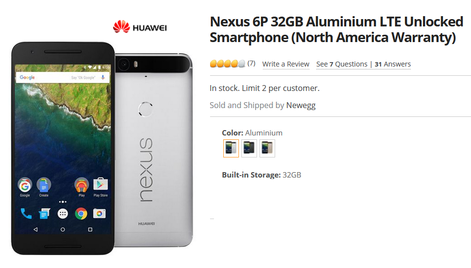 Get the 32GB unlocked Nexus 6P with a case, selfie stick and a $25 gift card for $399 - $399 buys you 32GB Nexus 6P with case, selfie stick and $25 gift card until 3am ET Monday