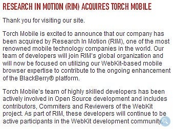 RIM acquires company that makes WebKit based Iris browser