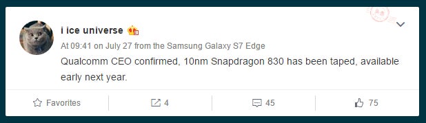 Leakster says the Snapdragon 830 will be built on a 10 nm process