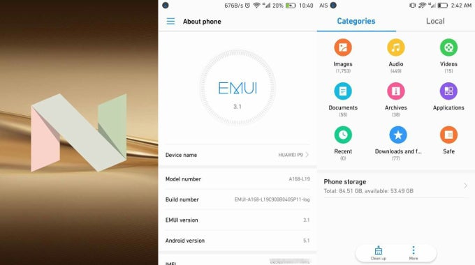 Early build of Android 7.0 Nougat and EMUI v5.0 leaks out on the Huawei P9