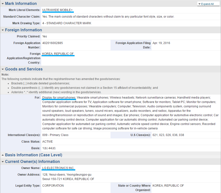 LG applies for &quot;UltraWide Mobile+&quot; trademark, 21:9 smartphone screen in-bound?