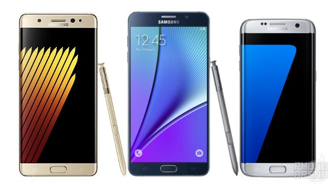 Samsung Galaxy Note 7 vs Galaxy Note 5 vs Galaxy S7 edge: three-way specs comparison