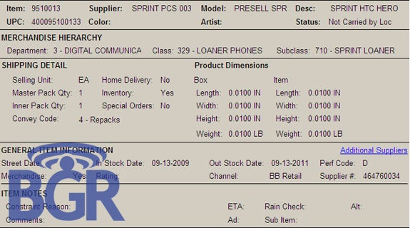 Best Buy to presell Sprint's HTC Hero starting September 13th?