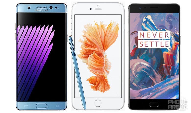 Samsung Galaxy Note 7 vs Apple iPhone 6s Plus vs OnePlus 3: specs comparison