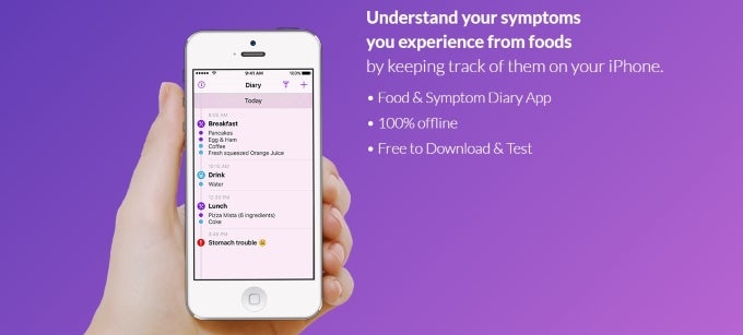 Foody is a no-frills diet and food-related symptom tracker that works fast and without an Internet connection
