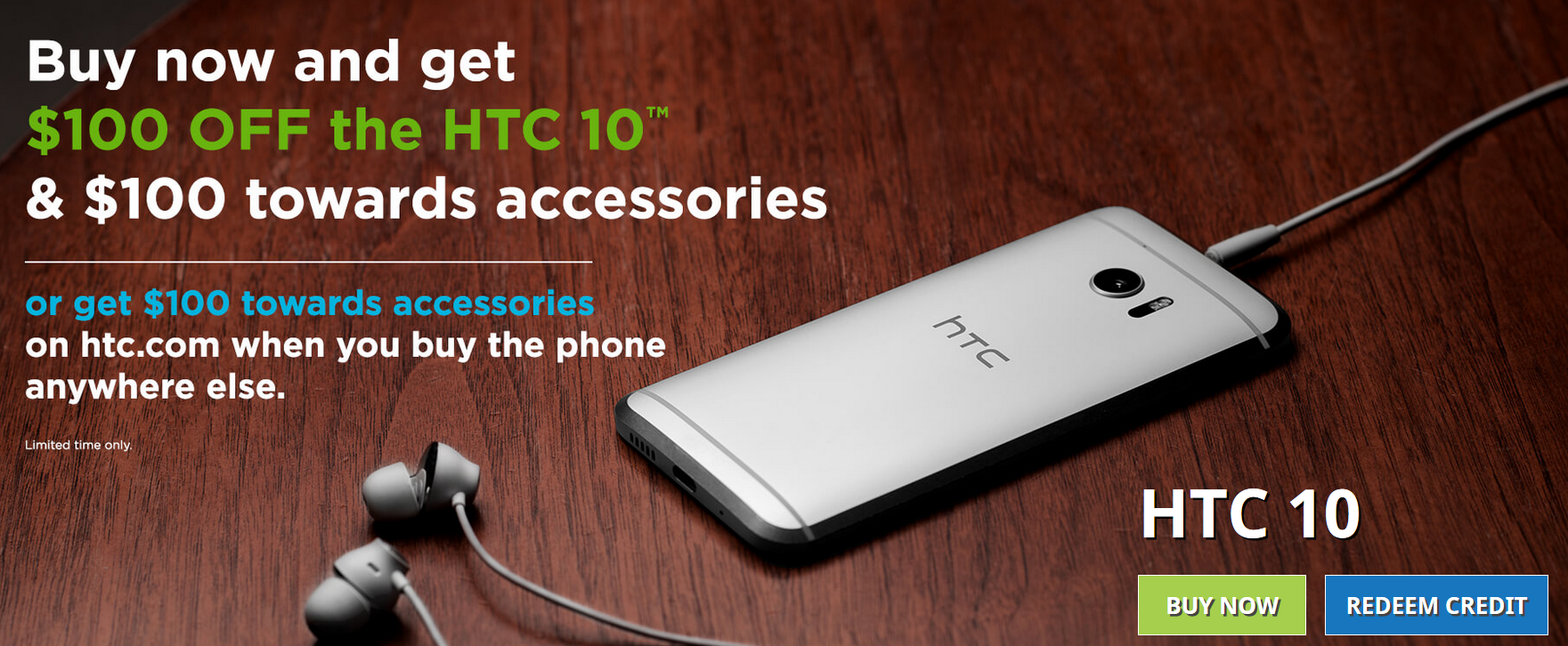 From now through August 7th, you can save $100 on the HTC 10 - Take $100 off the HTC 10 from HTC&#039;s online store