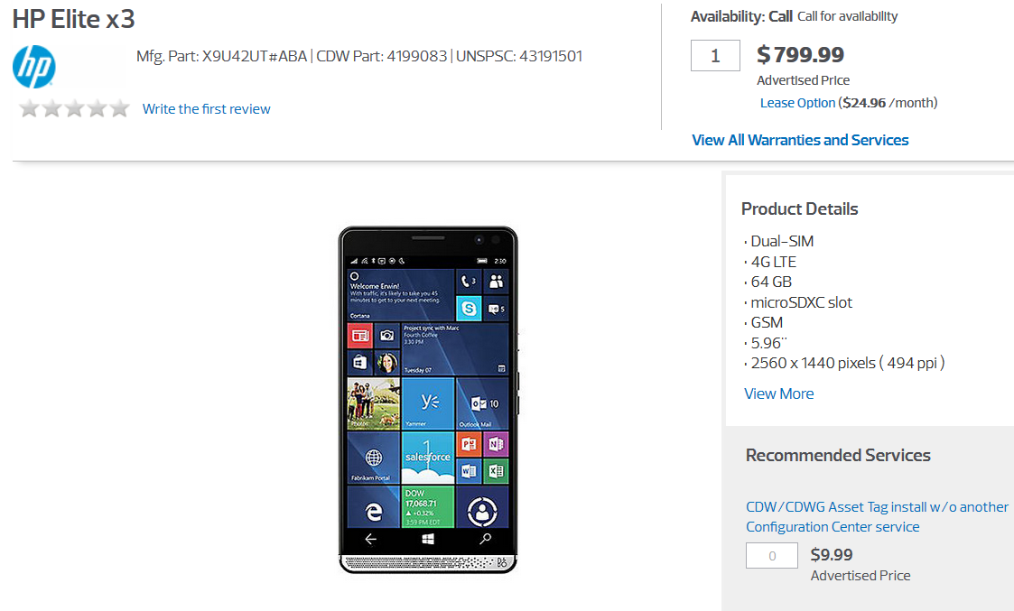 Pre-order the high-end HP Elite x3 from CDW starting today - Windows 10 Mobile beast HP Elite x3 available for pre-orders at CDW