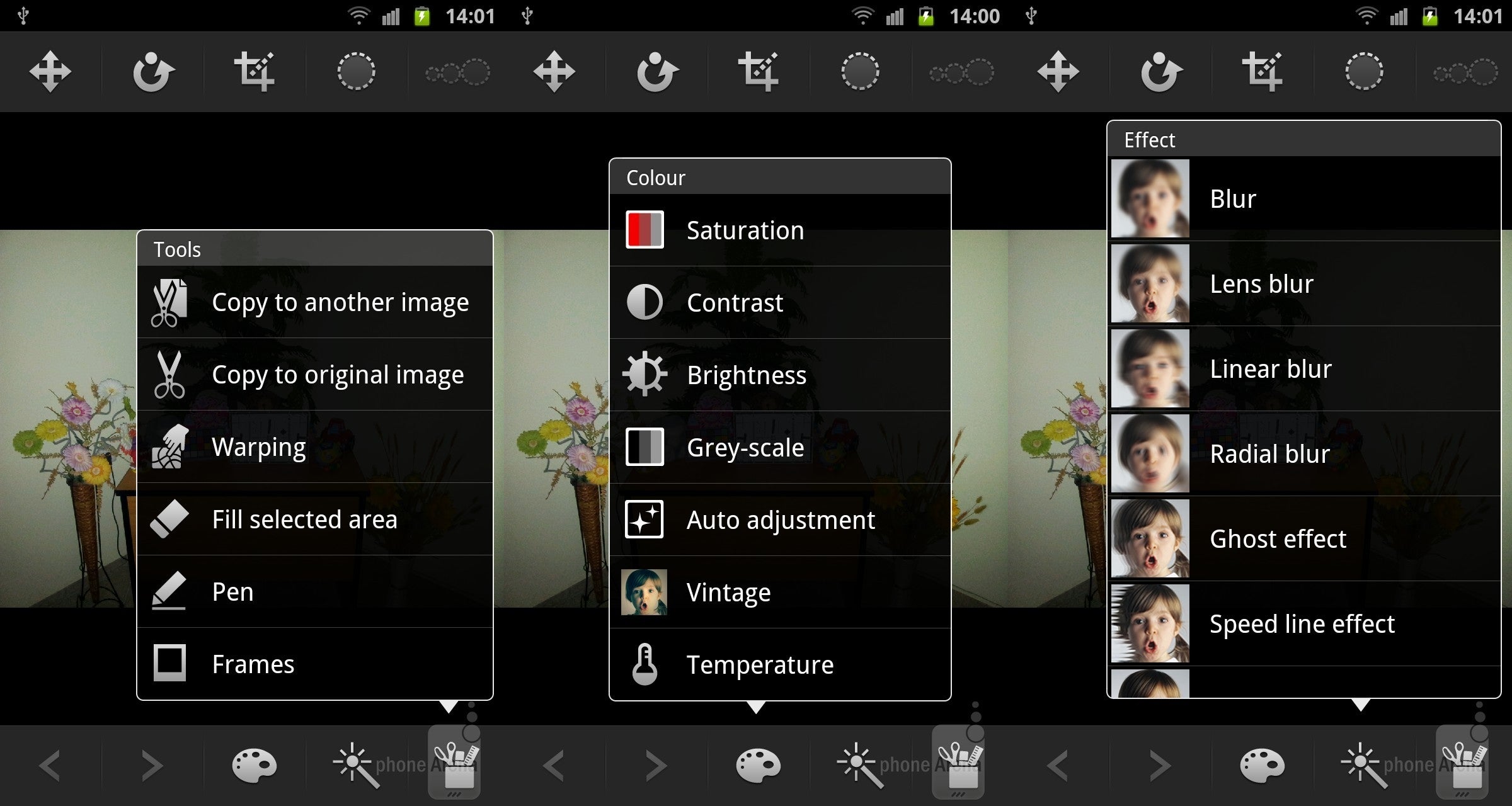 The Photo Editor app on the first-gen Galaxy Note - Note the progress: the evolution of the Samsung S Pen from the original phablet to the Note 7