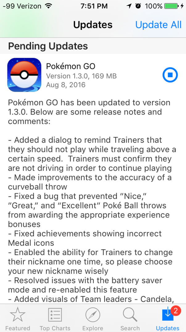 Pokemon Go for iOS and Android receives an update - Pokemon Go updated to version 1.3.0 on iOS, 0.33.0 on Android