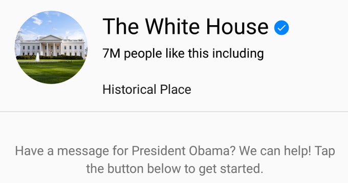 You can now send a message to President Obama straight from your Facebook Messenger