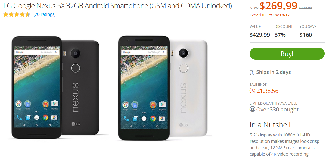 Pay as low as $229.99 for the 32GB Nexus 5X from Groupon - Pay as low as $229.99 for the 32GB Nexus 5X from Groupon