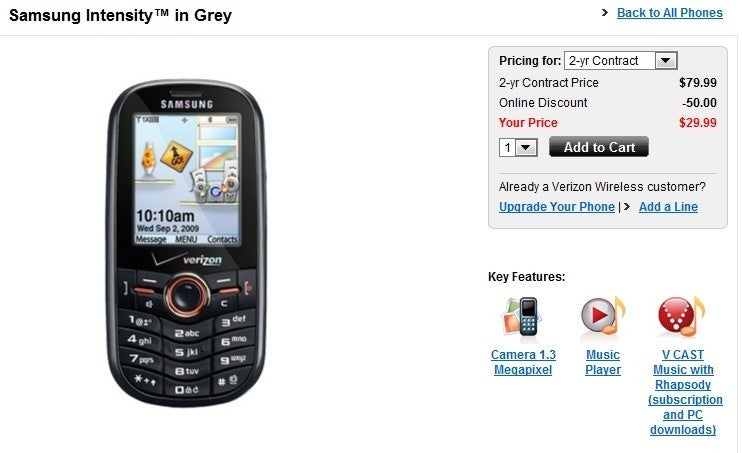 UPDATE: Samsung Intensity U450 now for sale through Verizon