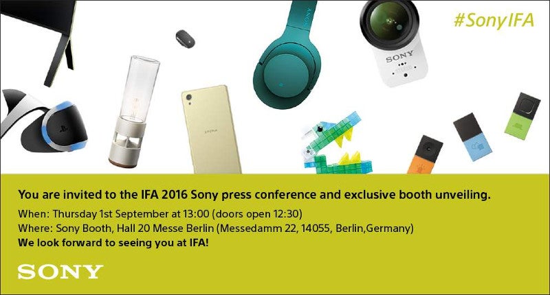 Sony sends out press invite for IFA 2016, hints towards a large and varied line-up