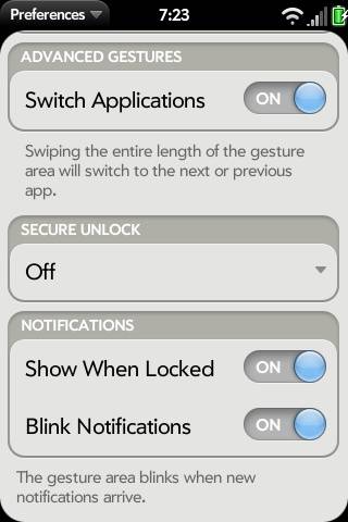 webOS 1.2: LED notifications alert in gesture area and remote app kill