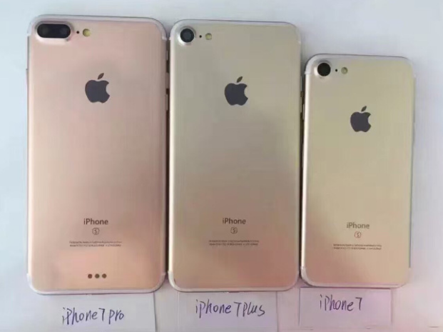 Had Apple had problems with the production of the dual lens camera, this would have been the 2016 lineup with a (left to right) limited edition iPhone 7 Pro, the iPhone 7 Plus and the iPhone 7 - New report says Apple iPhone 7 Pro is out, iPhone 7 Plus is in sporting a dual lens camera on back