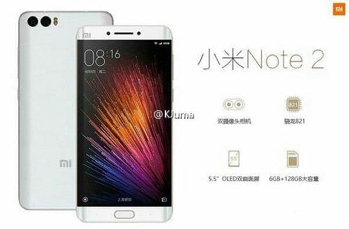 Leaked graphic appears to confirm specs of the Xiaomi Mi Note 2