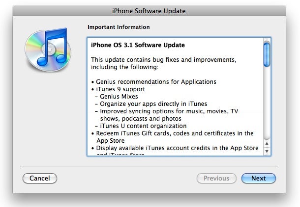 iPhone OS 3.1 now available