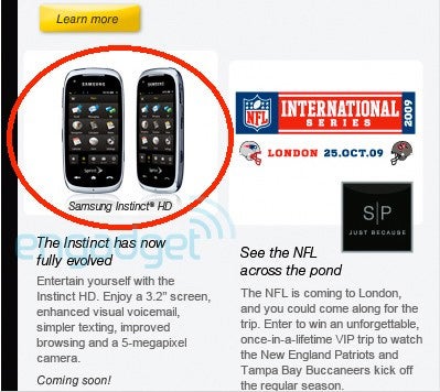 Sprint newsletter includes an imageand description of the Samsung Instinct HD - Sprint newsletter introduces the Samsung Instinct HD... by accident?