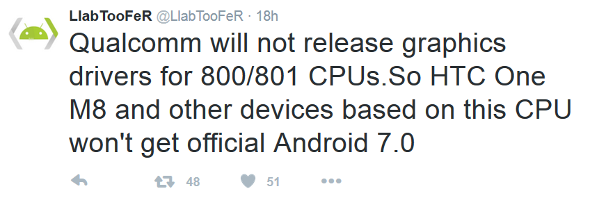 Qualcomm&#039;s decision not to update the graphic drivers on the Snapdragon 800 and 801 is one of the reason why certain phones won&#039;t be getting updated to Android 7.0 - No Nougat for your Android phone? You might want to blame Qualcomm