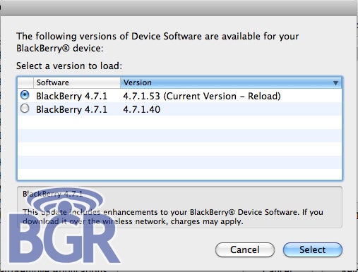 Verizon releases 4.7.1.53 for the BlackBerry Tour