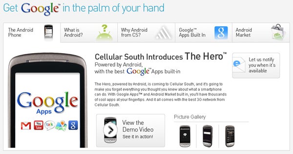 Sprint isn't the only one getting the Hero - it's heading to Cellular South
