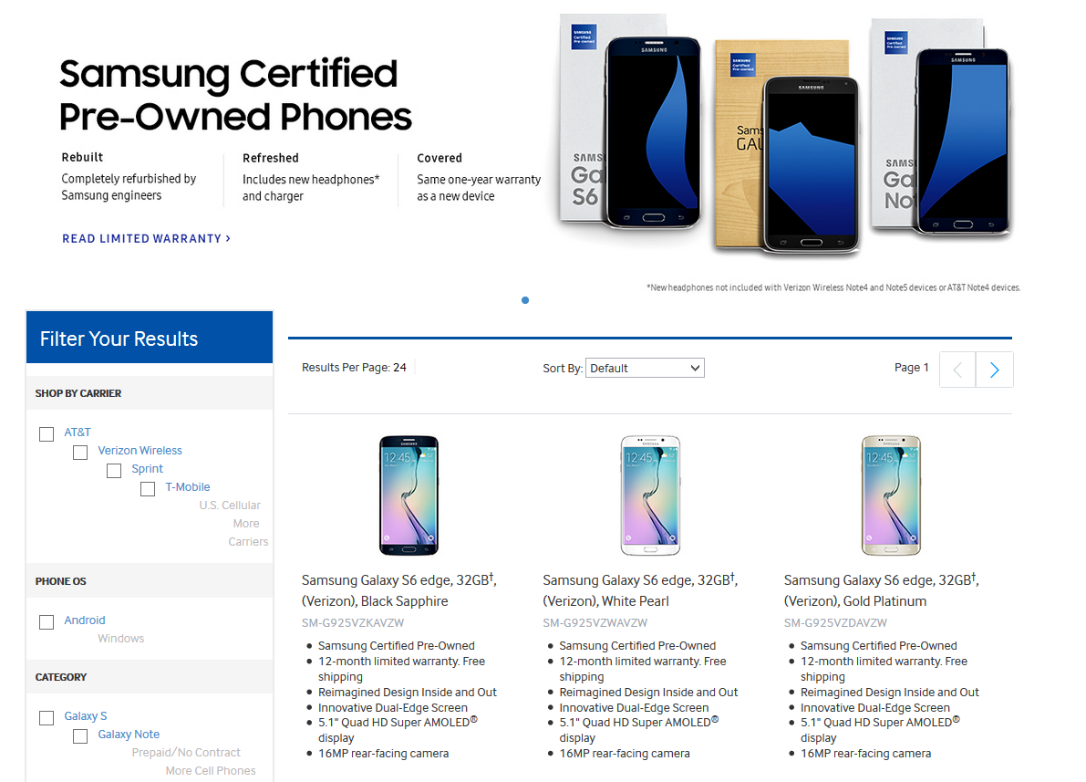 Carrier-branded refurbished flagship phones from Samsung are now available in the U.S. - Samsung to sell refurbished flagship carrier-locked phones in the U.S.