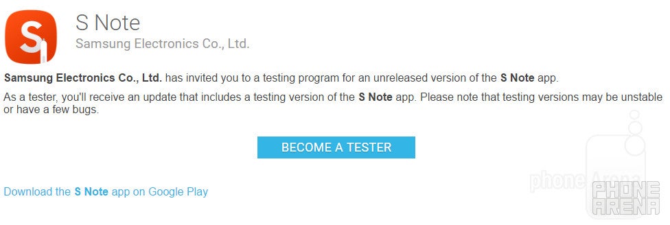 Samsung introduces S Note beta to the Play Store