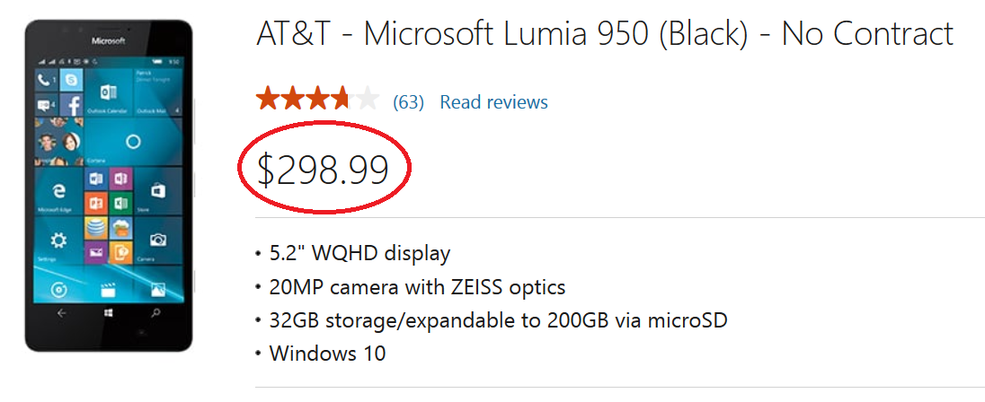 The AT&amp;T branded Lumia 950 is just $298.99 from the Microsoft Store - Score the AT&T branded Lumia 950 from Microsoft for $298.99