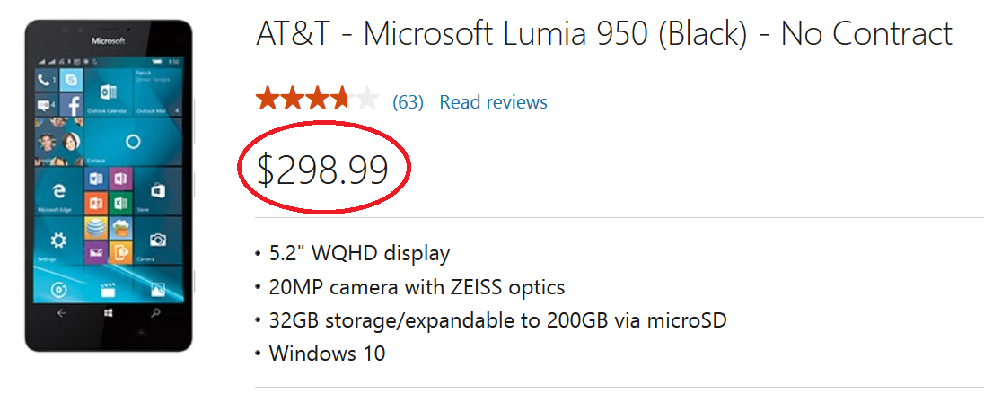 The AT&amp;amp;T branded Lumia 950 is just $298.99 from the Microsoft Store - Score the AT&amp;T branded Lumia 950 from Microsoft for $298.99