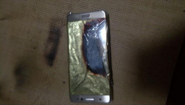 Picture of a burned out Samsung Galaxy Note 7 posted Monday on Chinese web site Baidu; Samsung blames external heating for the explosion of Galaxy Note 7 units inside China - Samsung Galaxy Note 7 explosions in China damage company&#039;s attempt to regain top spot in the country